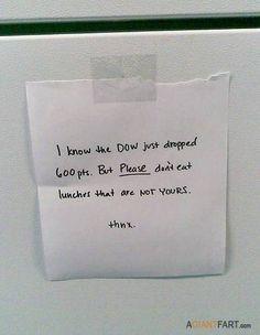 Funny office refrigerator notes