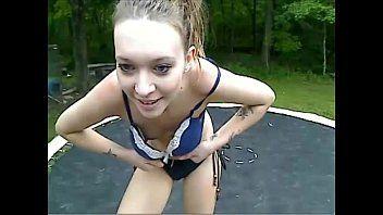 Naked girls on trampolins
