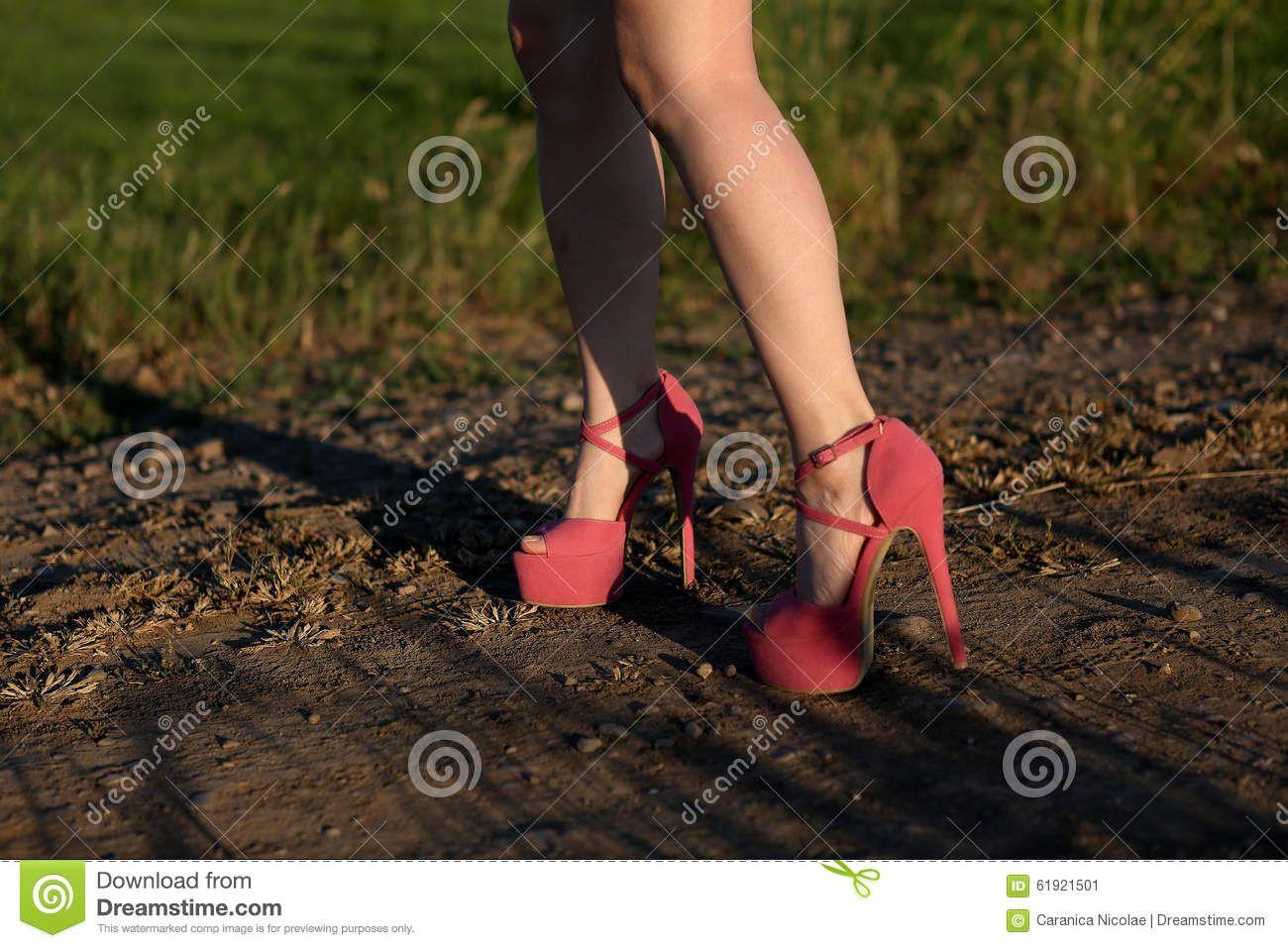 High heels outdoors