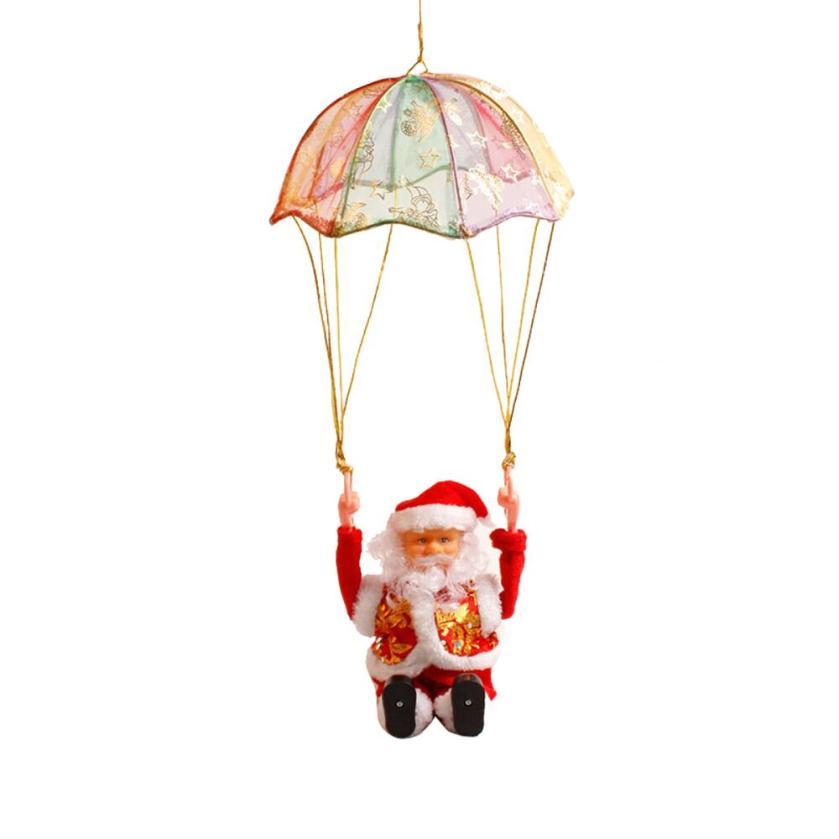 Swinging parachuting santa claus