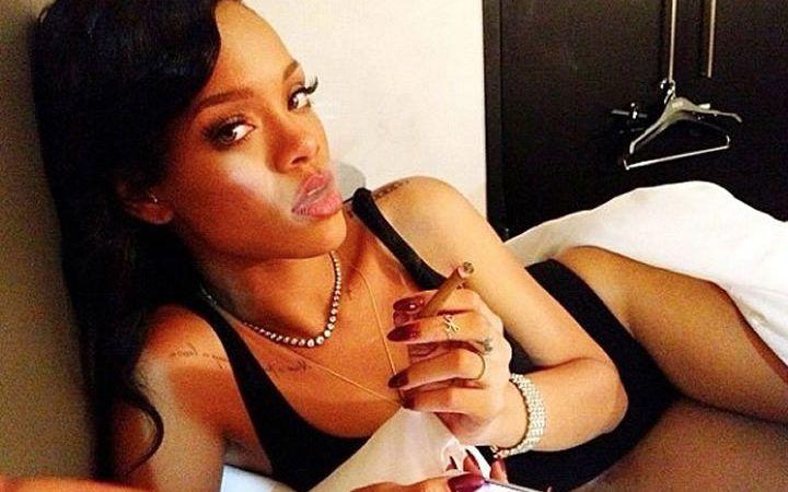 Rihanna on a bed fully naked