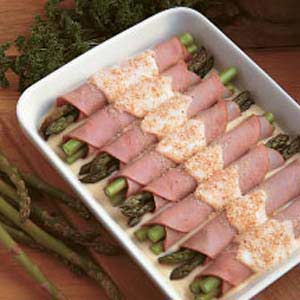 Shaved ham and asparagus recipe