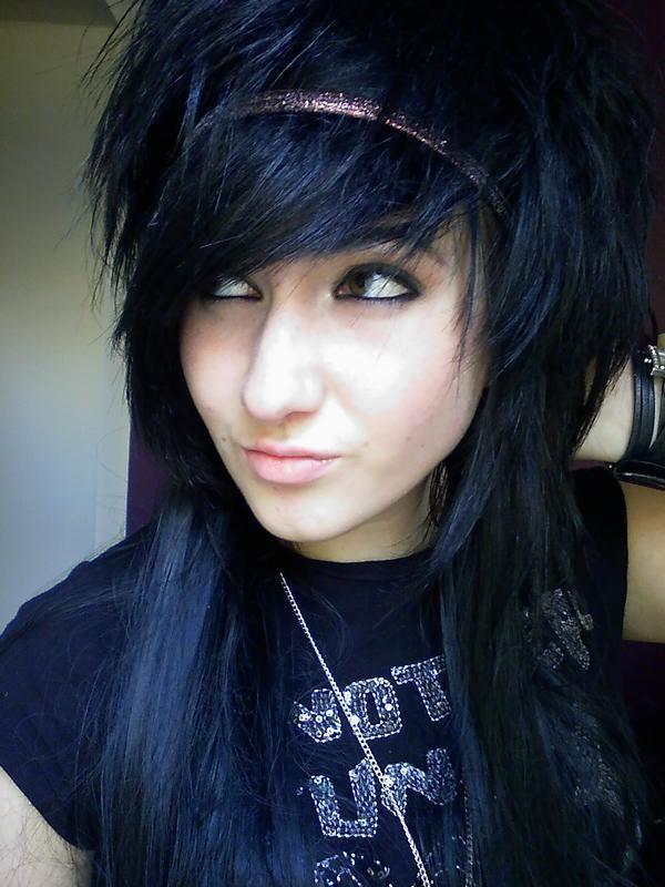 Emo girl with black hair and dress